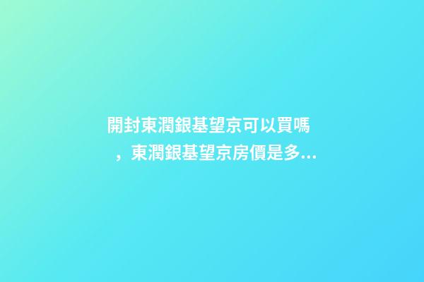 開封東潤銀基望京可以買嗎，東潤銀基望京房價是多少？